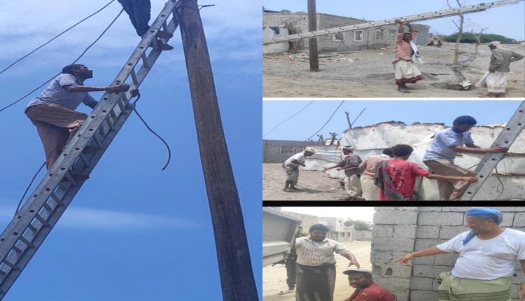كهرباء أبين تواصل جهودها لتحسين شبكة الكهرباء في منطقة الشيخ عبدالله رغم التحديات
