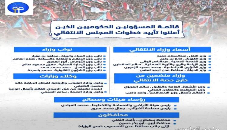 مسؤولون حكوميون يؤكدون دعمهم لاستعادة دولة الجنوب العربي ويؤيدون خطوات المجلس الانتقالي