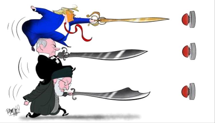 الحدث بالكاريكاتير:الزر الأحمر