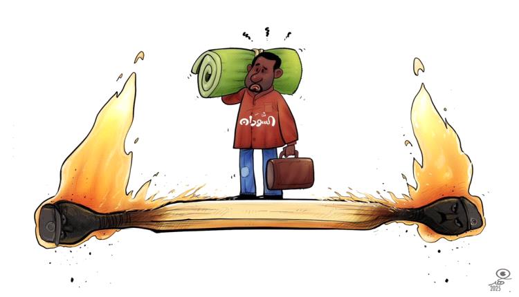 الحدث بالكاريكاتير:السودانيين ..نزوح إلى اين ؟