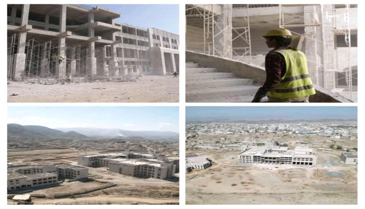 تسارع وتيرة الأعمال الإنشائية لمشروع البرنامج السعودي لتنمية وإعمار اليمن بجامعة تعز.