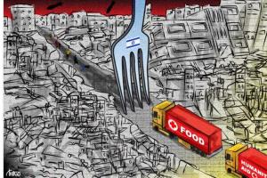الحدث بالكاريكاتير:منع دخول المساعدات الإنسانية إلى قطاع غزة