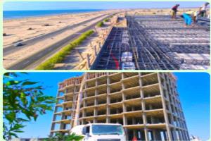 معلم سياحي جديد يقترب من الاكتمال.. دخول سقف الطابق الثامن بفندق الوليد السياحي