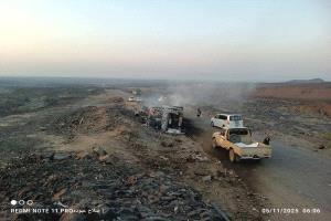 مأساة العرقوب: احتراق باص يقل عشرات الركاب القادمين من السعودية ومصرع عدد كبير في أبين