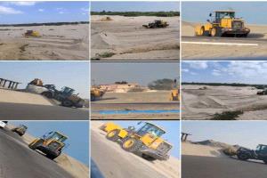 بإشراف  قيادة السلطة المحلية وبدعم قوات درع الوطن ازالة الرمال من الخط الدولي وتدشين الاعمال بدلتا ابين واحور.