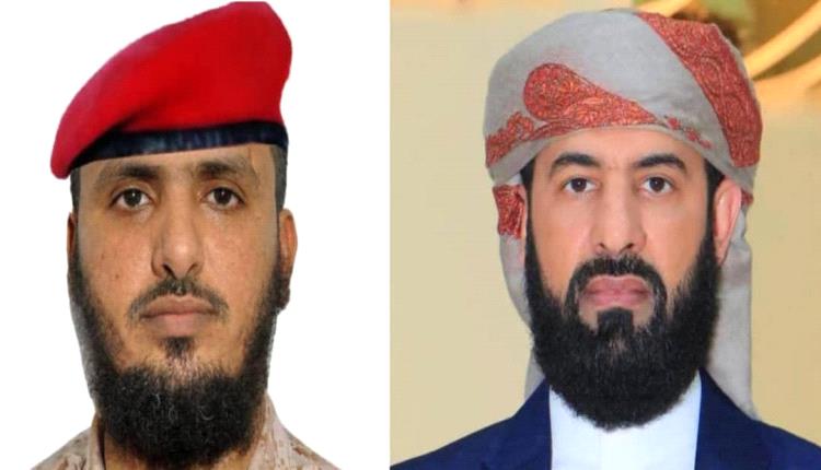 السنيدي قائد قوات الأمن الوطني أبين يهنئ الدكتور مختار الرباش الهيثمي بمناسبة تعيينه محافظًا للمحافظة